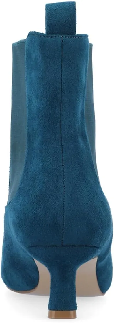 Milooey shoes Women's Kitten Low Heel Ankle Boots Pointed Toe Short Booties Elastic Chelsea Booties Pull On Comfortable Warm Dress Fashion Shoes Size 4-16 Us