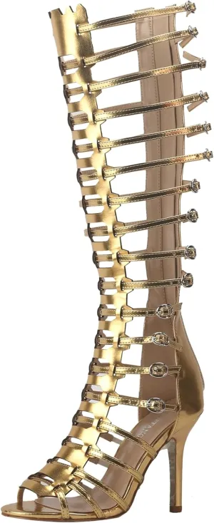 Minishion Gladiator Sandals for Women Tall Heels Stiletto Knee High Summer Boots Shoes