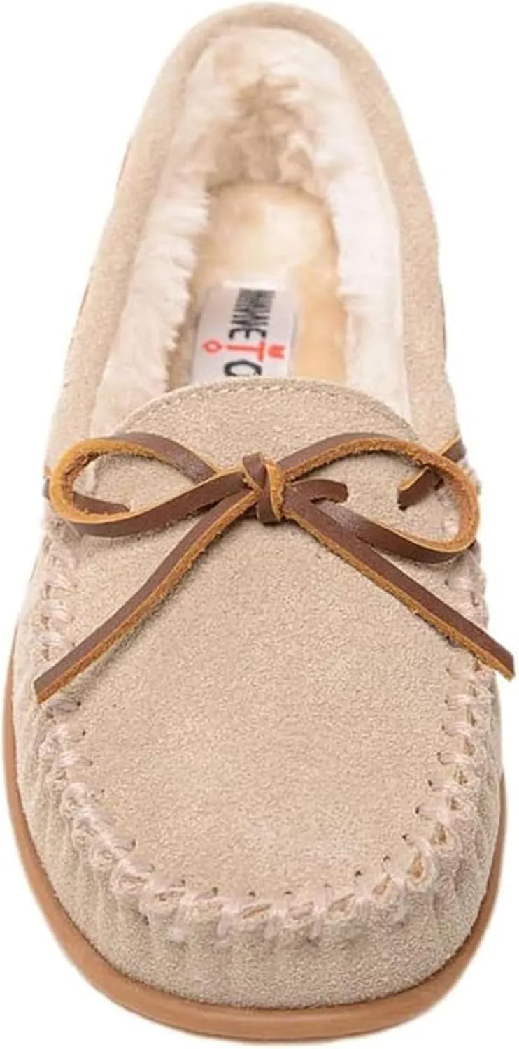 Minnetonka Women’s Camp Tie Moc — Cozy, Suede Moccasin Slippers for Women with Plush Pile Lining, Cushioned Footbed, and Durable Sole for Indoor & Outdoor Comfort