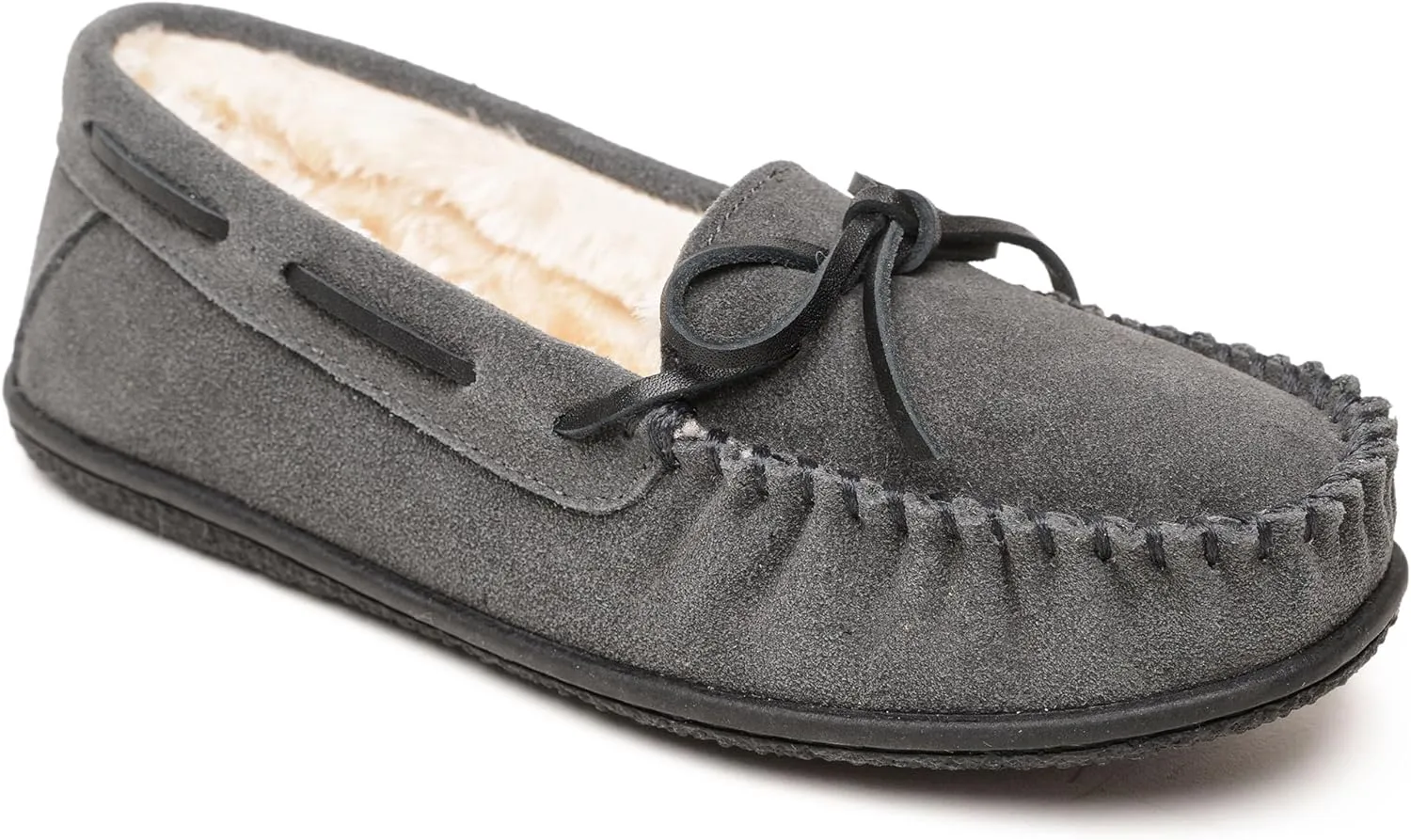 Minnetonka Women’s Camp Tie Moc — Cozy, Suede Moccasin Slippers for Women with Plush Pile Lining, Cushioned Footbed, and Durable Sole for Indoor & Outdoor Comfort