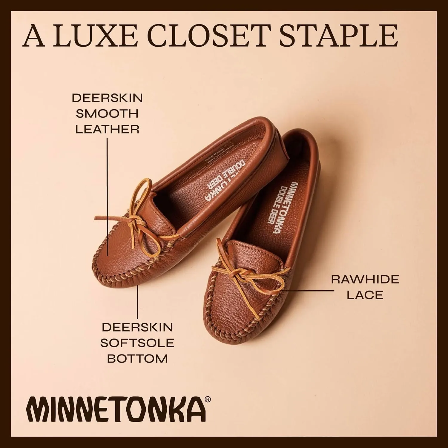 Minnetonka Women's Double Deerskin Soft Leather Sole Moccasin
