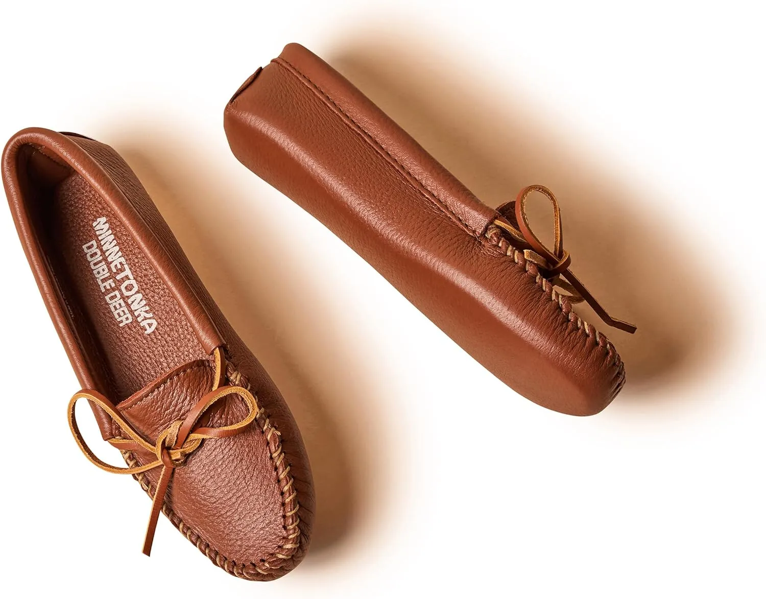 Minnetonka Women's Double Deerskin Soft Leather Sole Moccasin