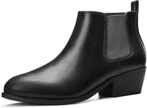 MIXIN Chelsea Boots Women Fashion Ankle Booties Classic Low Heel Side Zip Shoes for Women Black Brown