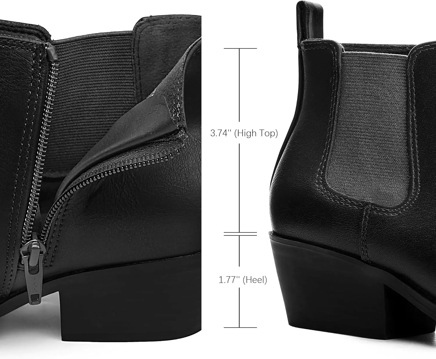 MIXIN Chelsea Boots Women Fashion Ankle Booties Classic Low Heel Side Zip Shoes for Women Black Brown