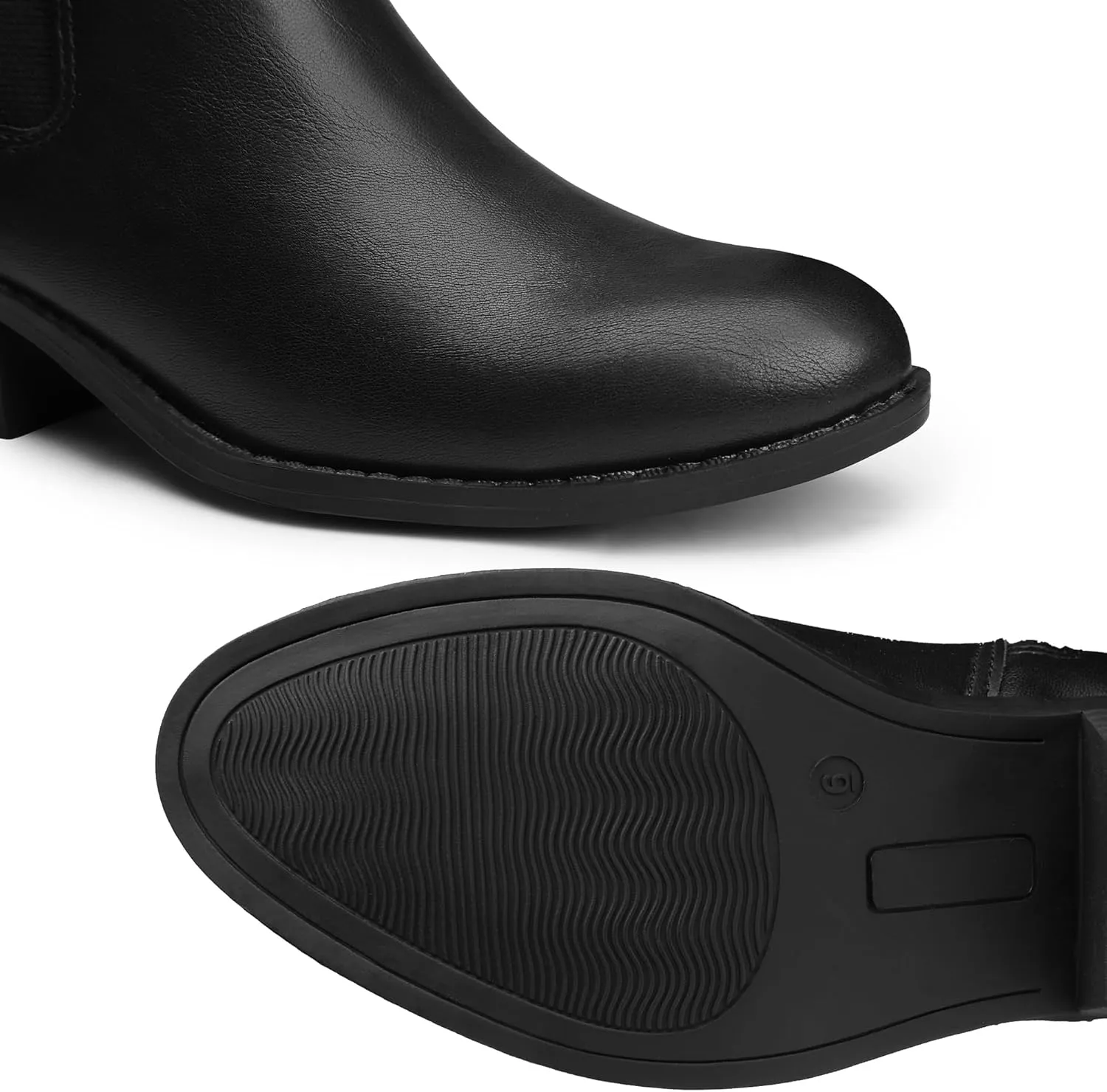 MIXIN Chelsea Boots Women Fashion Ankle Booties Classic Low Heel Side Zip Shoes for Women Black Brown