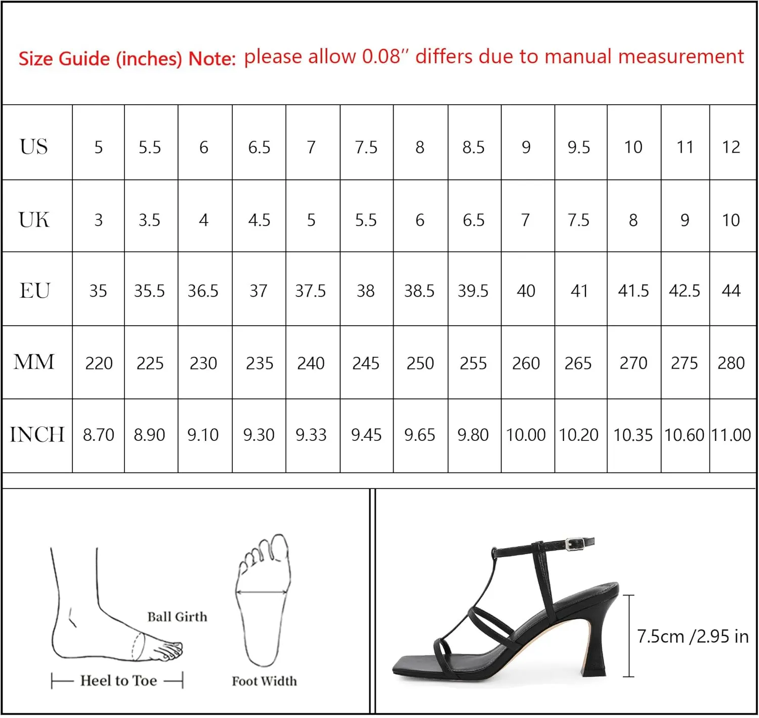 Modatope Strappy Sandals Women Square Toe Ankle Strap Kitten Stiletto Heeled Sandals Open Toe T-Strap Gladiator Sandals
