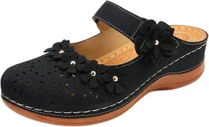 Mules for Women Wedge Sandals Comfortable Dressy Summer Closed Toe Casual Slip On Shoes with Adjustable Hook Loop Alicegana Comfort on Walking Orthopedic Mule Slippers Clogs Low Heel Sandal