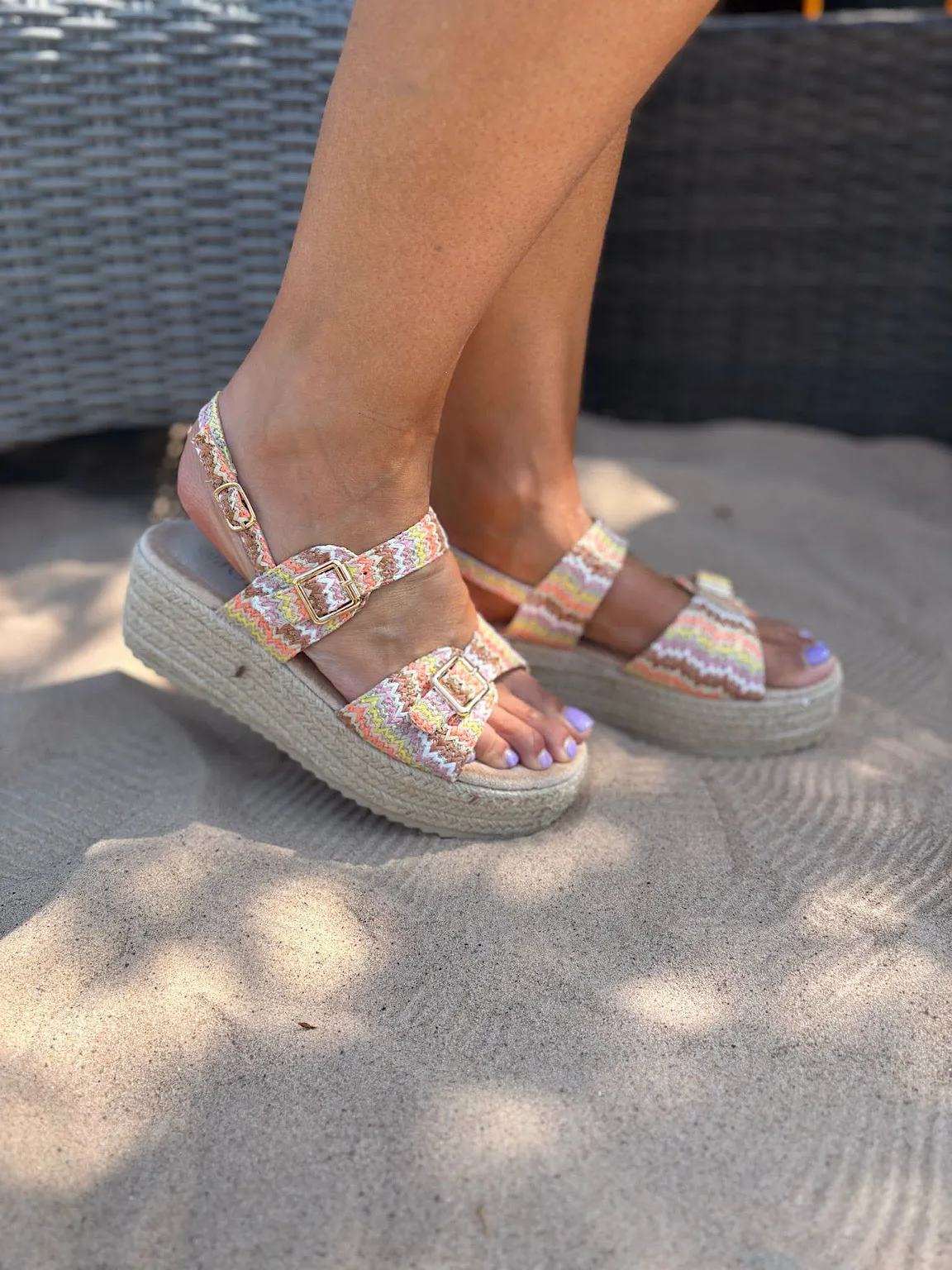 Multicolour Weave Espadrille Sandals