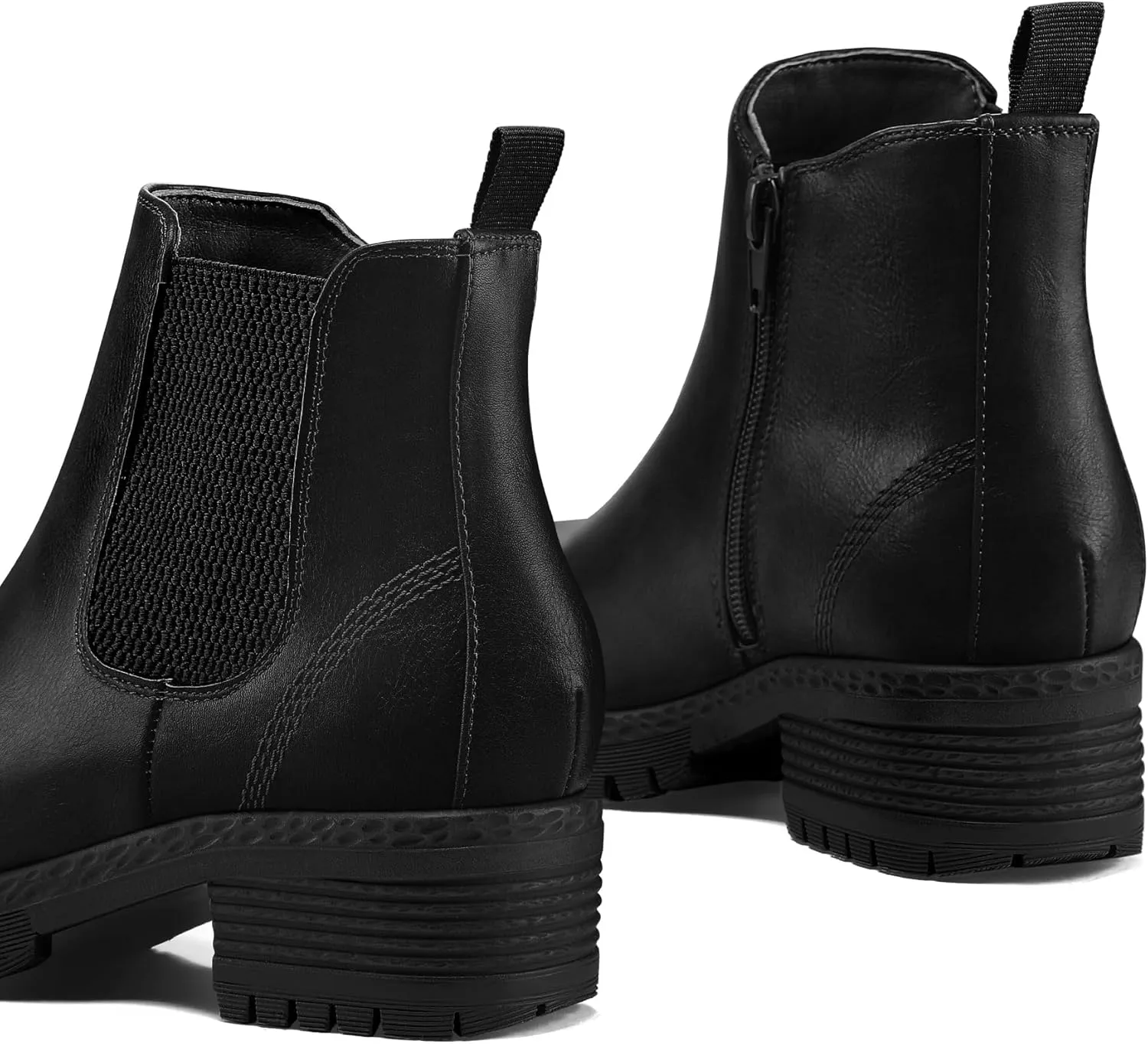 mysoft Women's Chelsea Ankle Boots Side Zipper Chunky Block Low Heel Booties Lug Sole Short Boots