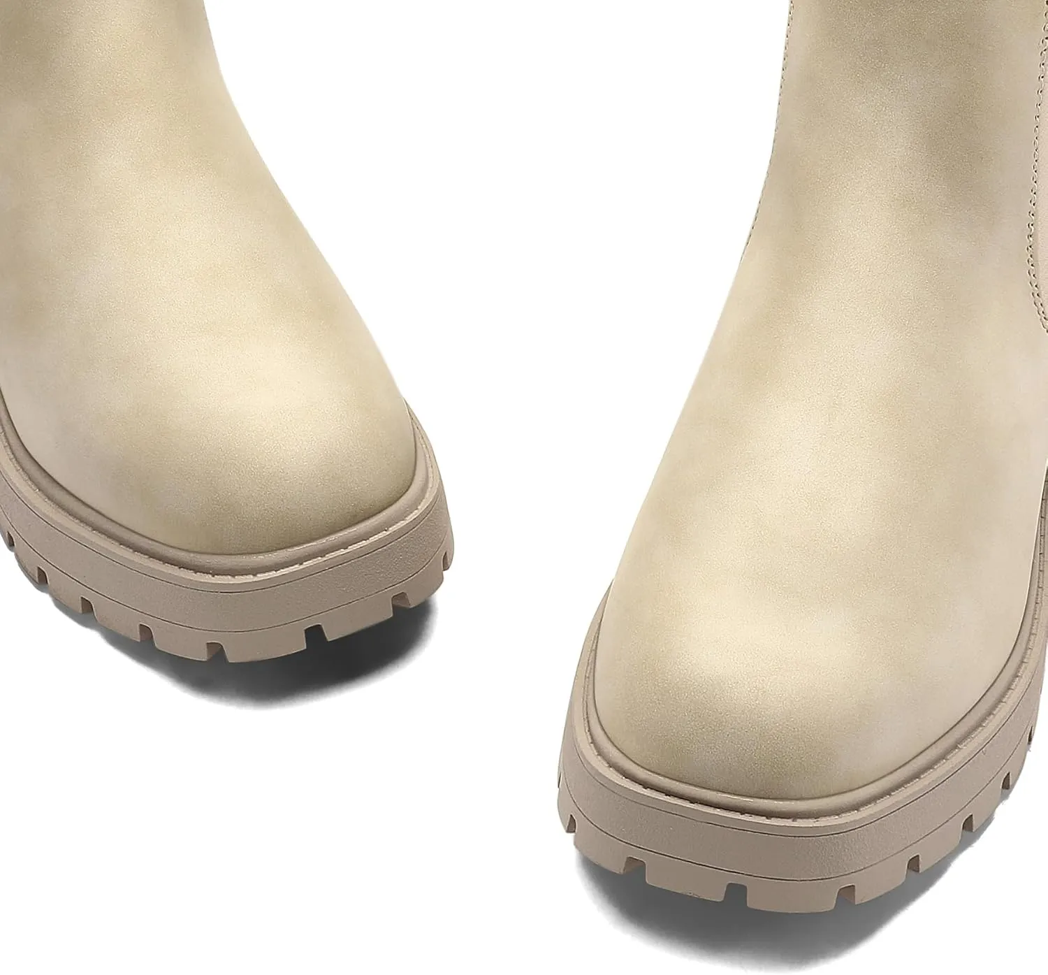 mysoft Women's Chelsea boots Low Heel Slip On Lug Sole Elastic Ankle Booties