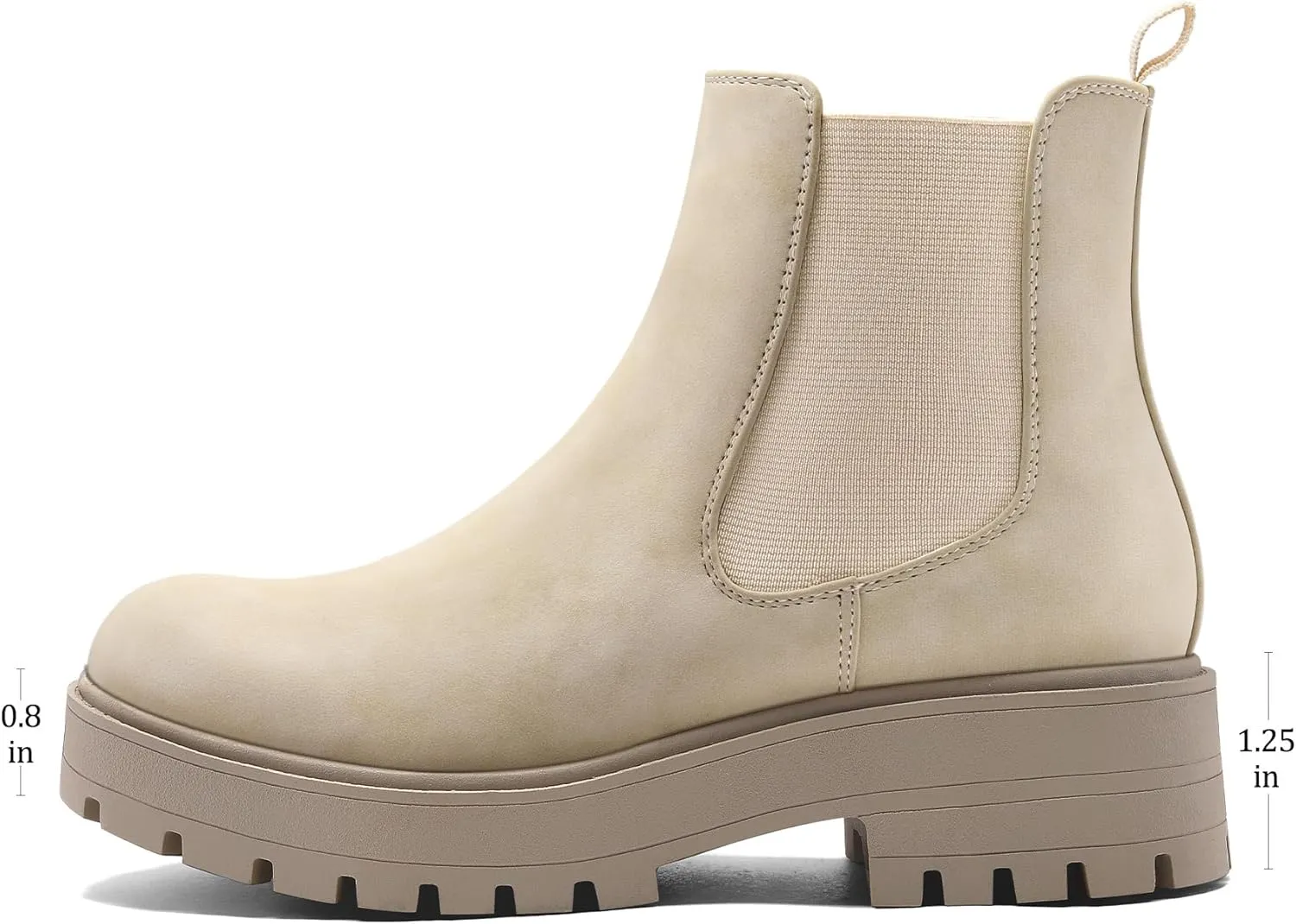mysoft Women's Chelsea boots Low Heel Slip On Lug Sole Elastic Ankle Booties