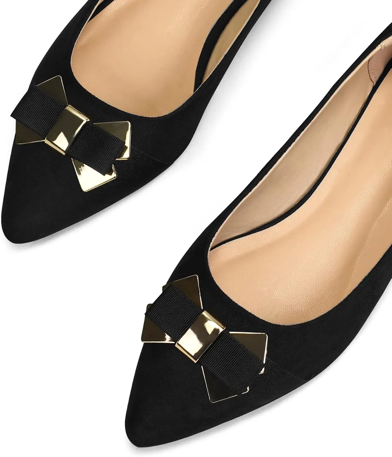 mysoft Women's Pointed Toe Ballet Flats Slip On Dress Shoes with Comfort Heel Protection