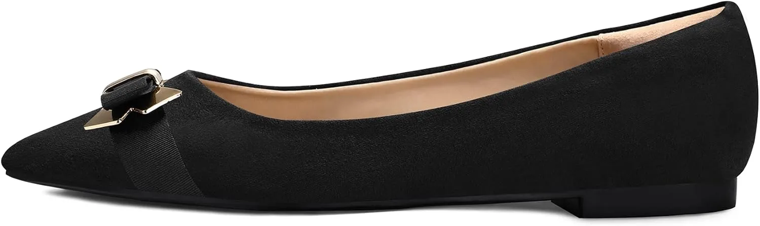 mysoft Women's Pointed Toe Ballet Flats Slip On Dress Shoes with Comfort Heel Protection