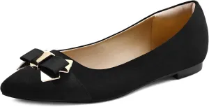 mysoft Women's Pointed Toe Ballet Flats Slip On Dress Shoes with Comfort Heel Protection