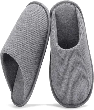 NineCiFun Mens House Scuff Slippers Slip On Warm Bedroom Solid Waffle Upper Slippers Lightweight Non-slip Indoor/Outdoor House Shoes