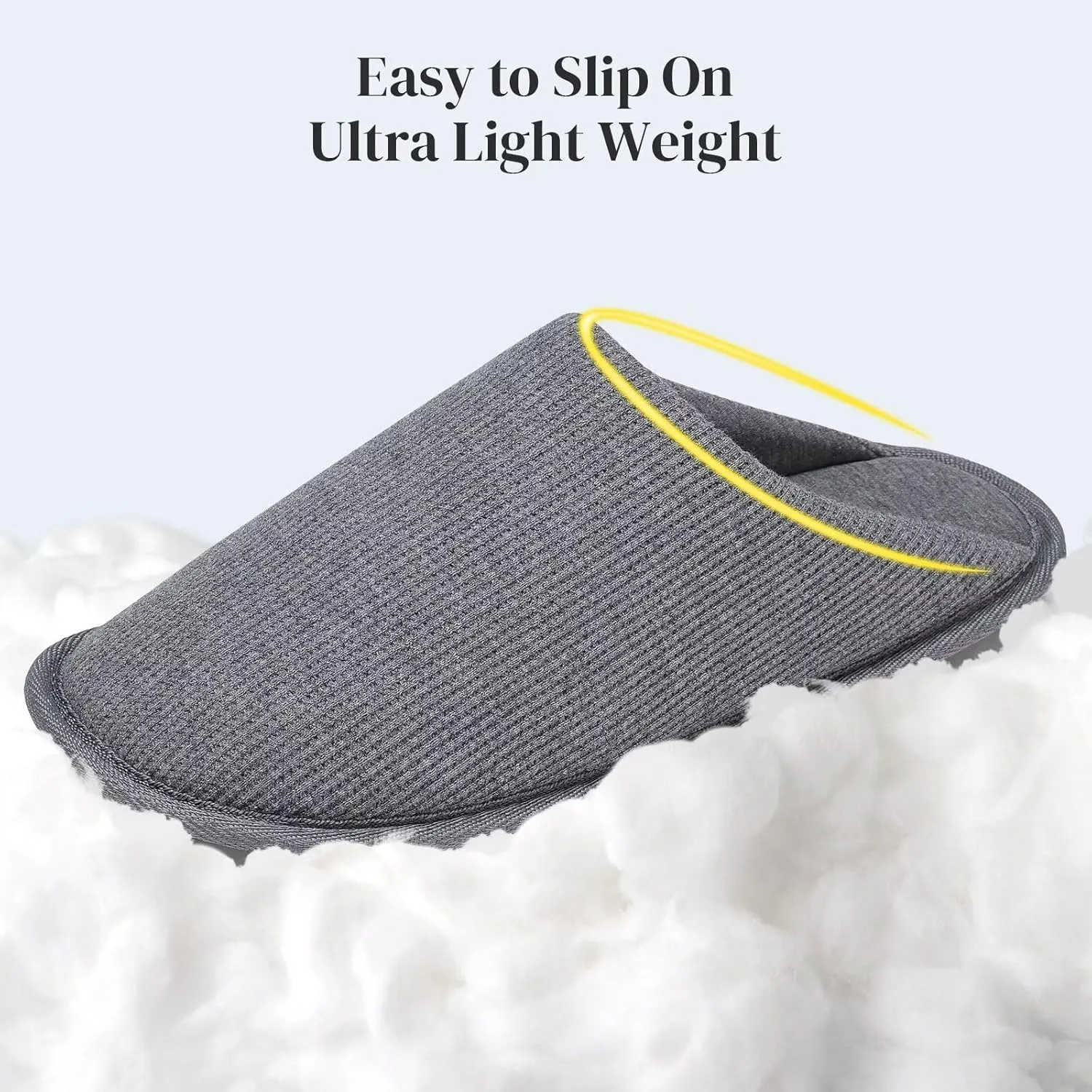 NineCiFun Mens House Scuff Slippers Slip On Warm Bedroom Solid Waffle Upper Slippers Lightweight Non-slip Indoor/Outdoor House Shoes