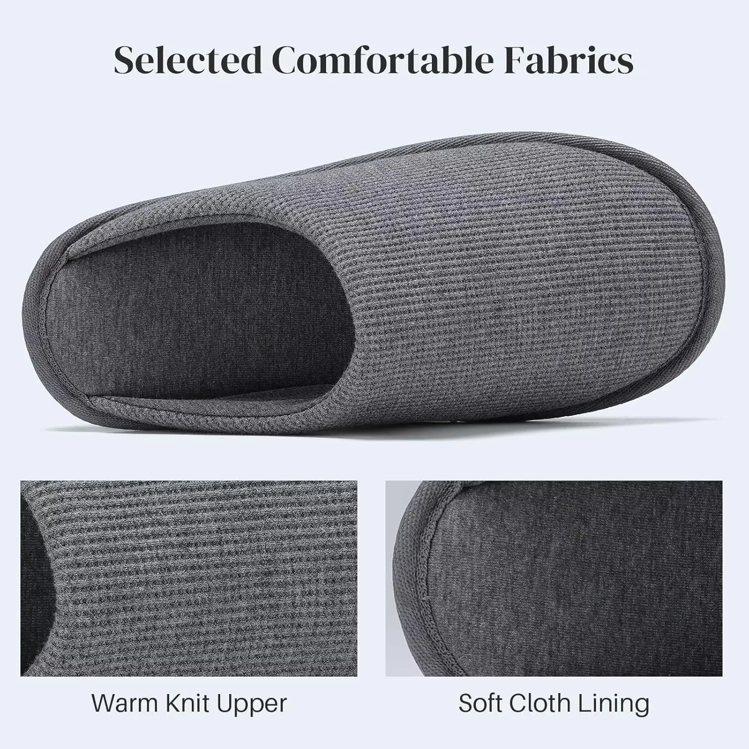 NineCiFun Mens House Scuff Slippers Slip On Warm Bedroom Solid Waffle Upper Slippers Lightweight Non-slip Indoor/Outdoor House Shoes