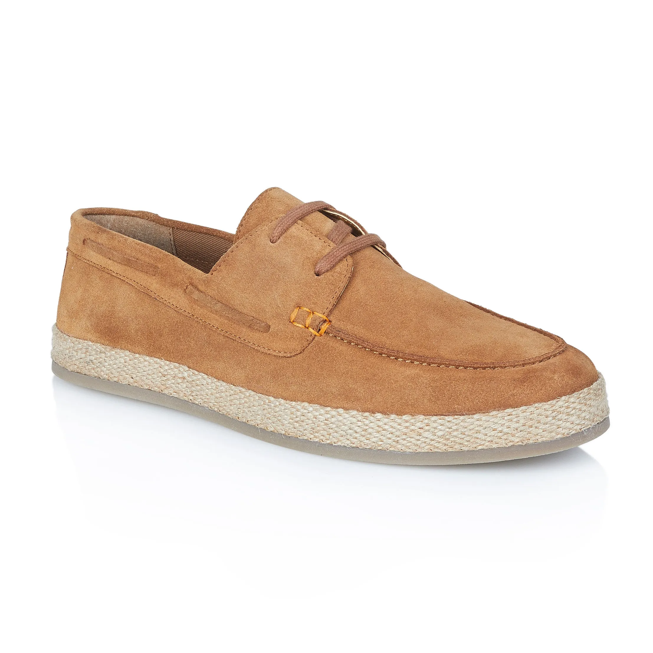 Northolt Suede Leather Lace up Boat Shoes - Tan