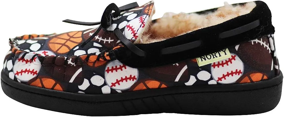 NORTY Toddler/Little Kid/Big Kid Fabric & Suede Trim Moccasin Slippers - Runs 2 Sizes Small