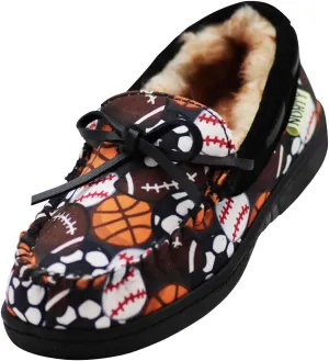NORTY Toddler/Little Kid/Big Kid Fabric & Suede Trim Moccasin Slippers - Runs 2 Sizes Small