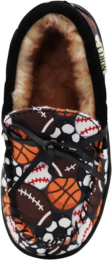 NORTY Toddler/Little Kid/Big Kid Fabric & Suede Trim Moccasin Slippers - Runs 2 Sizes Small