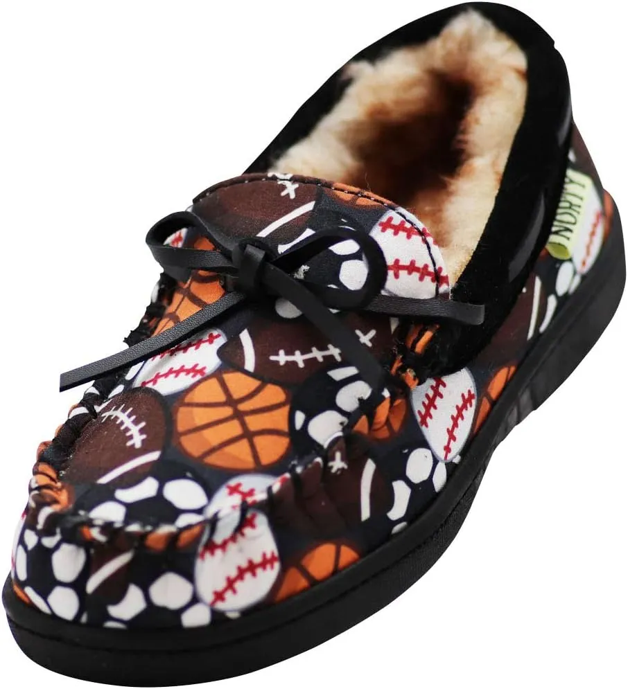 NORTY Toddler/Little Kid/Big Kid Fabric & Suede Trim Moccasin Slippers - Runs 2 Sizes Small