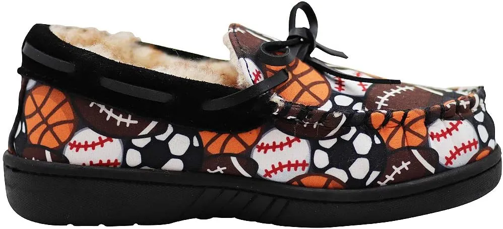 NORTY Toddler/Little Kid/Big Kid Fabric & Suede Trim Moccasin Slippers - Runs 2 Sizes Small