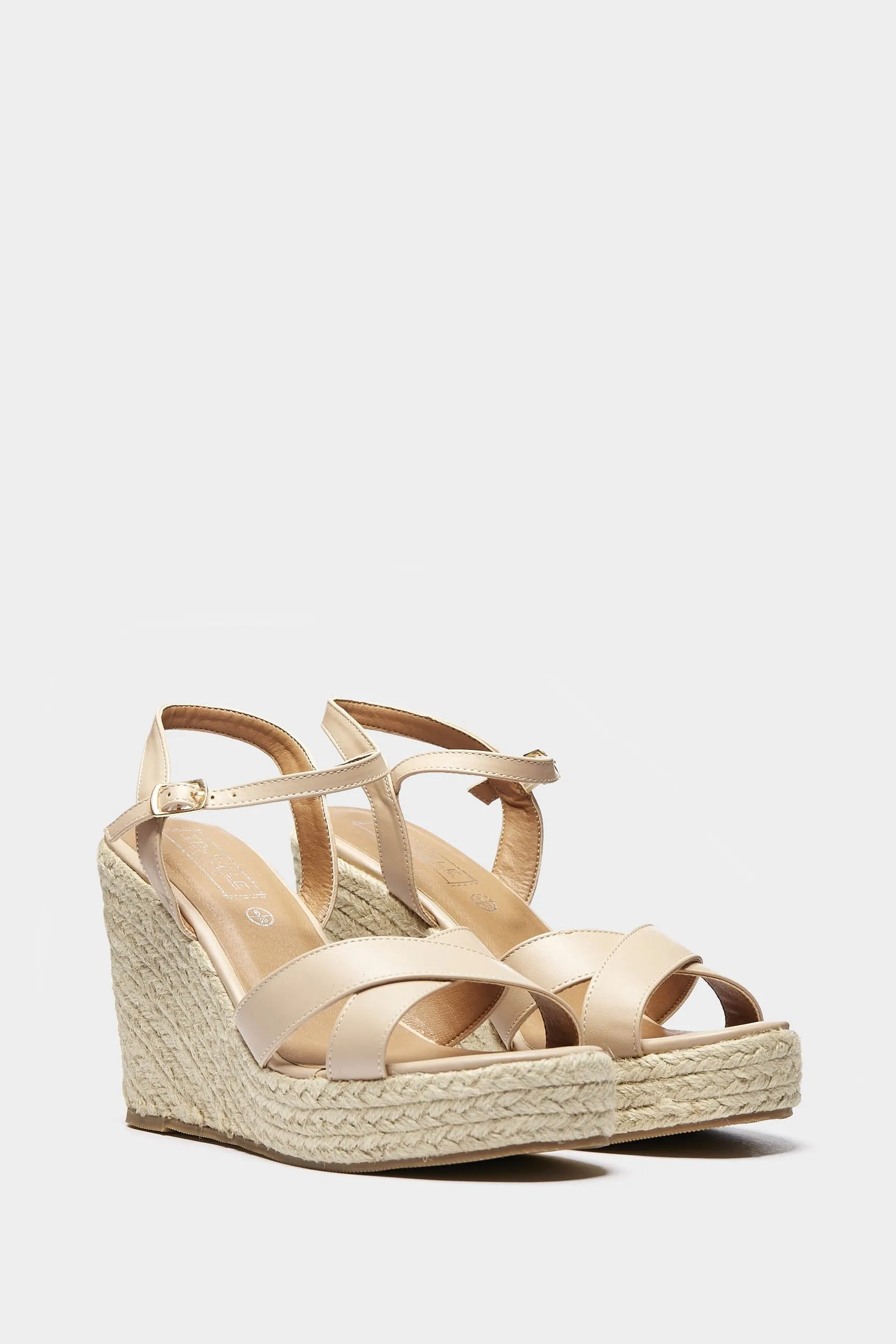 Nude X Strap Espadrille Wedges