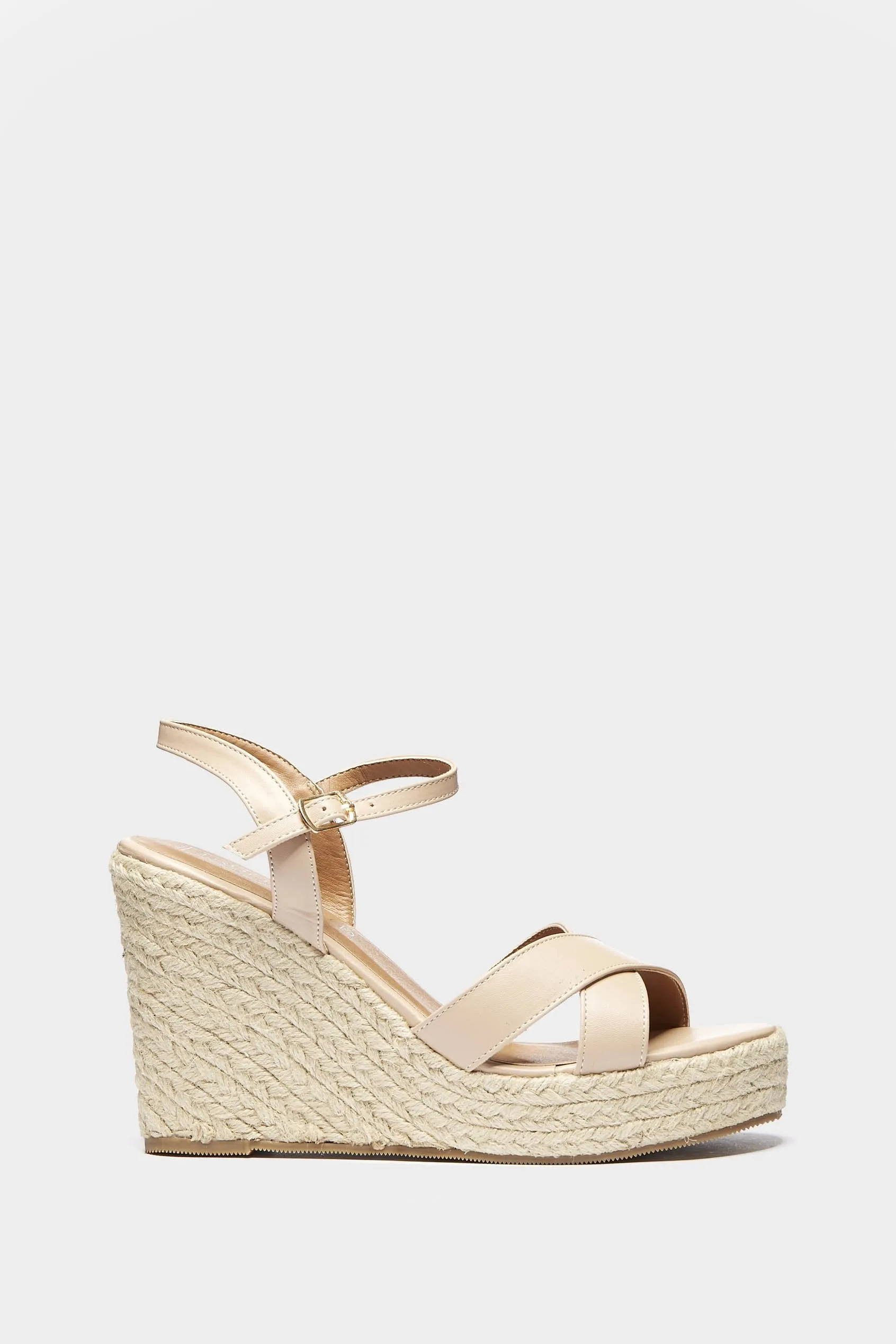 Nude X Strap Espadrille Wedges