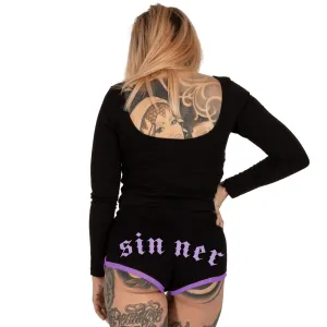 Occult Sinner Purple Trim Dolphin Hot Shorts
