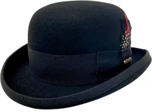 One Fresh Classic Bowler Derby 100% Wool Dress Folk Curled Brim Hat