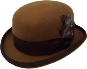 One Fresh Classic Bowler Derby 100% Wool Dress Folk Curled Brim Hat