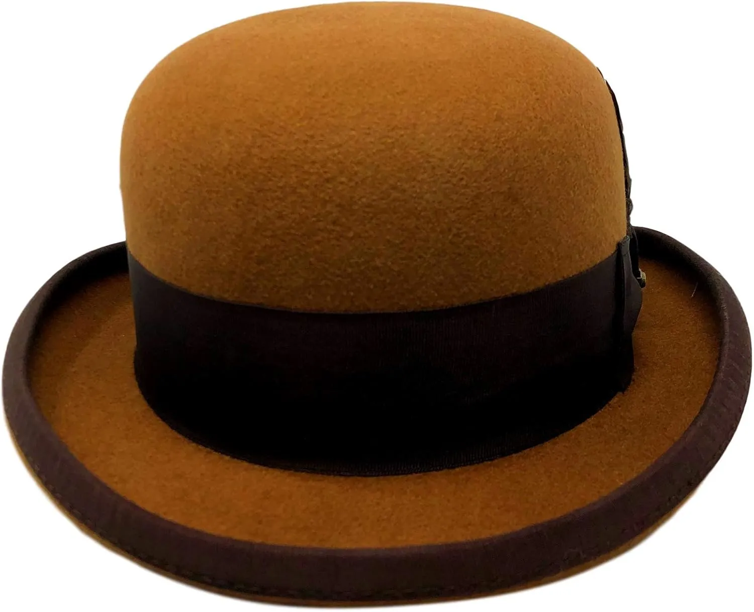 One Fresh Classic Bowler Derby 100% Wool Dress Folk Curled Brim Hat