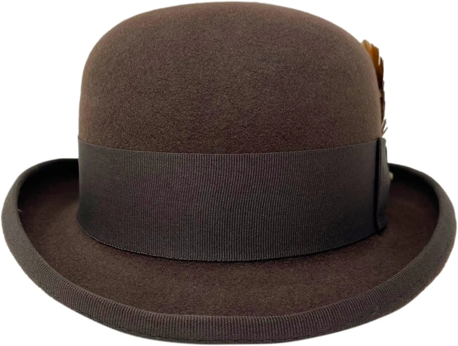 One Fresh Classic Bowler Derby 100% Wool Dress Folk Curled Brim Hat
