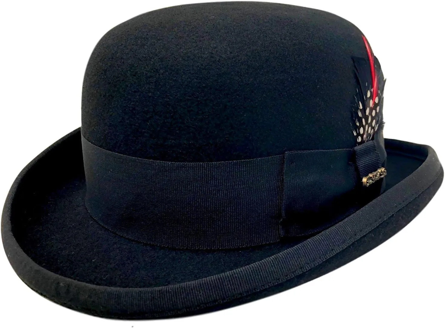 One Fresh Classic Bowler Derby 100% Wool Dress Folk Curled Brim Hat