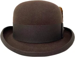 One Fresh Classic Bowler Derby 100% Wool Dress Folk Curled Brim Hat