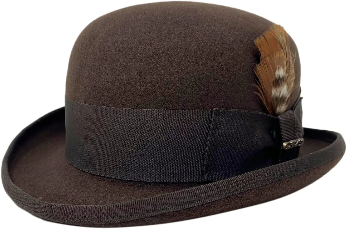One Fresh Classic Bowler Derby 100% Wool Dress Folk Curled Brim Hat