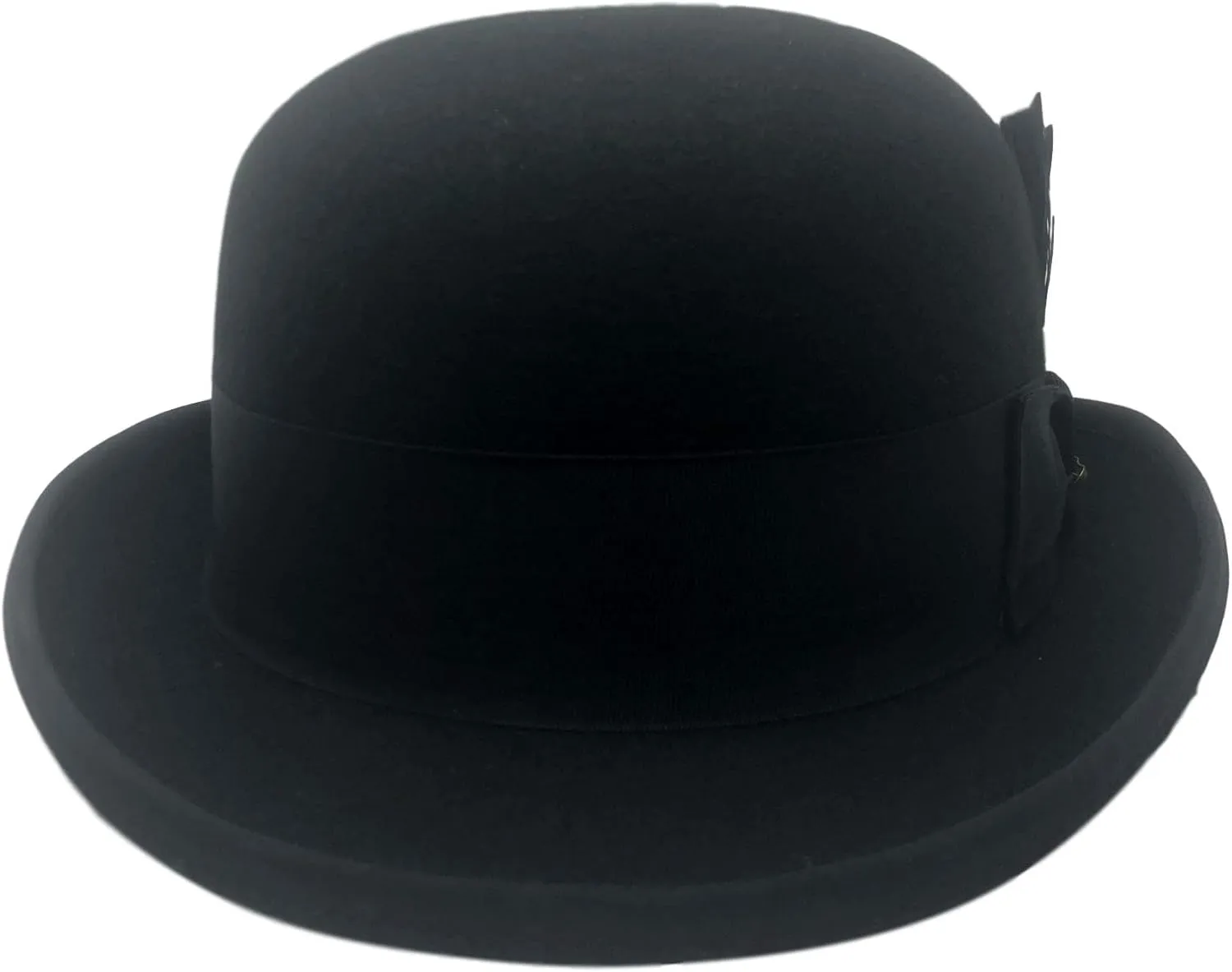 One Fresh Classic Bowler Derby 100% Wool Dress Folk Curled Brim Hat