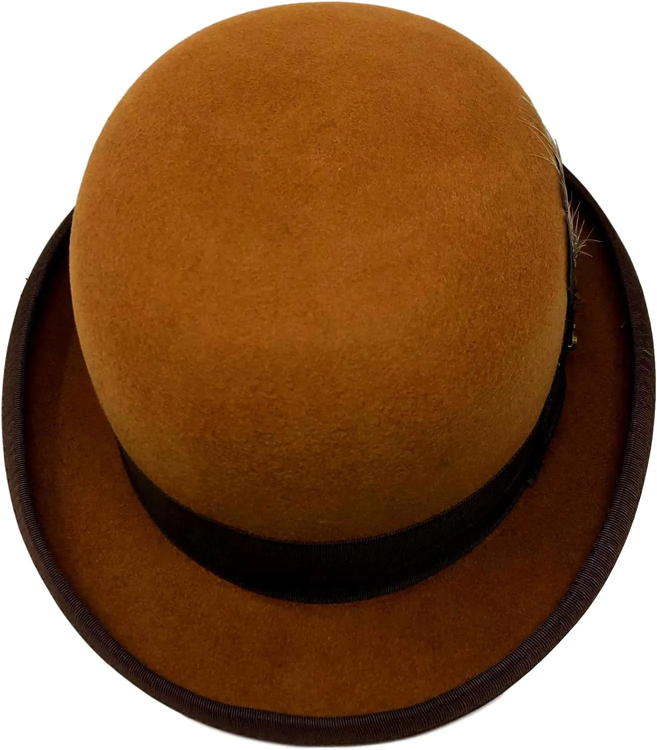 One Fresh Classic Bowler Derby 100% Wool Dress Folk Curled Brim Hat