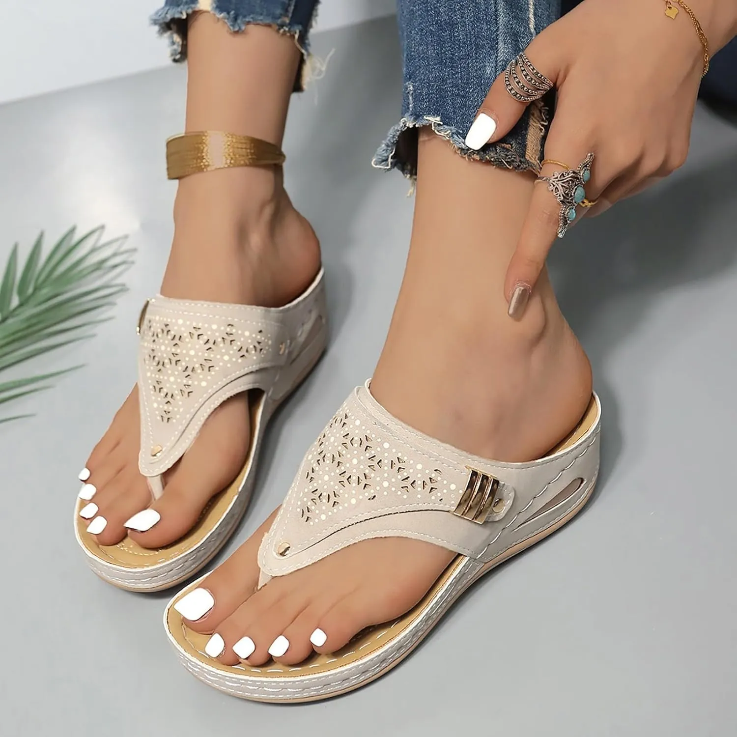Orthopedic Sandals for Women Summer Dressy Comfortable Shoes Arch Support Wedge Non Slip Flip Flops 2025