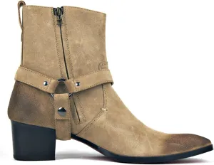 OSSTONE Dress Boot for Men Leather Chelsea Boots Casual Heel Shoes Zipper-up OS-JY002-US