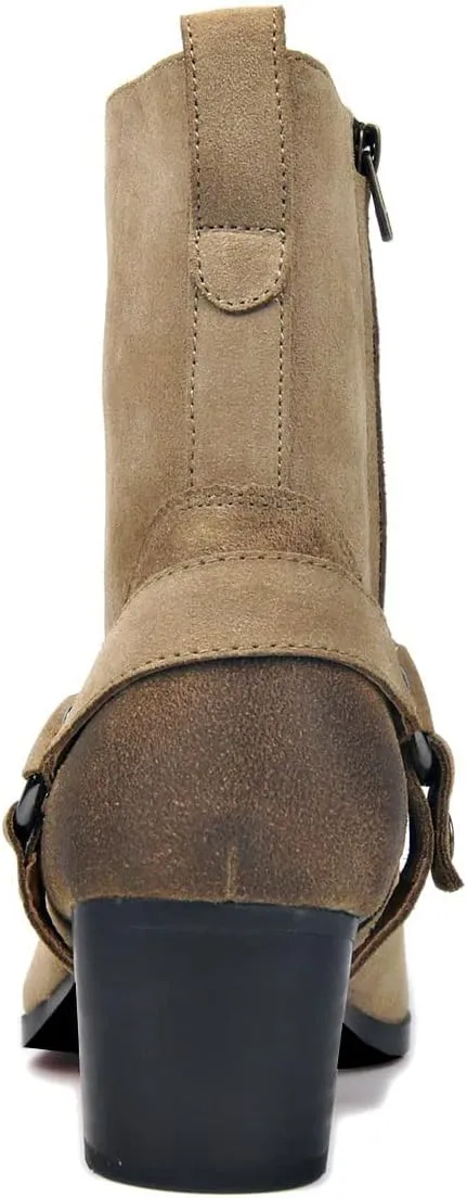 OSSTONE Dress Boot for Men Leather Chelsea Boots Casual Heel Shoes Zipper-up OS-JY002-US