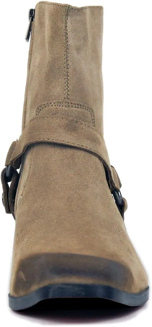 OSSTONE Dress Boot for Men Leather Chelsea Boots Casual Heel Shoes Zipper-up OS-JY002-US