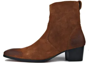OSSTONE Dress Boot for Men Leather Chukka Designer Boots Casual Heel Shoes Zipper-up OS-JY002-US