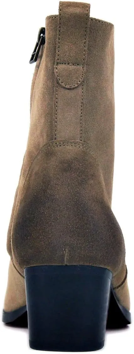 OSSTONE Dress Boot for Men Leather Chukka Designer Boots Casual Heel Shoes Zipper-up OS-JY002-US