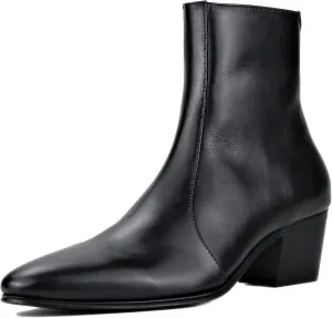 OSSTONE Men Chelsea Ankle Boots Leather Chukka Boots Casual Heel Retro Dress Boots JY040-US