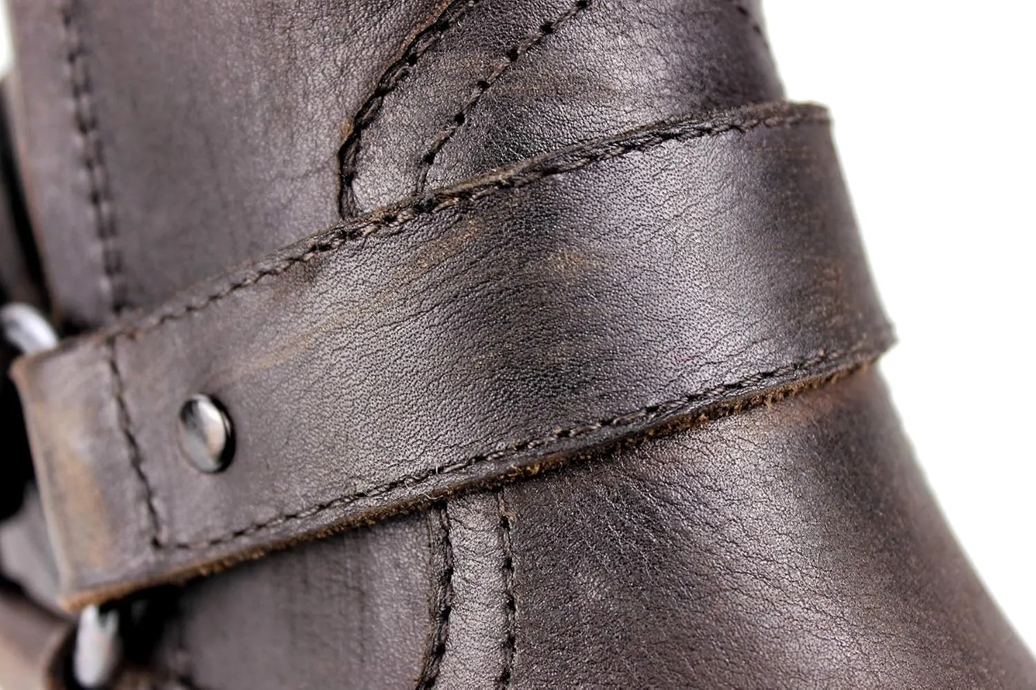 OSSTONE Men Chelsea Ankle Boots Leather Chukka Motorcycle Boots with Side Zipper Heel Retro Dress Boots JY017-R