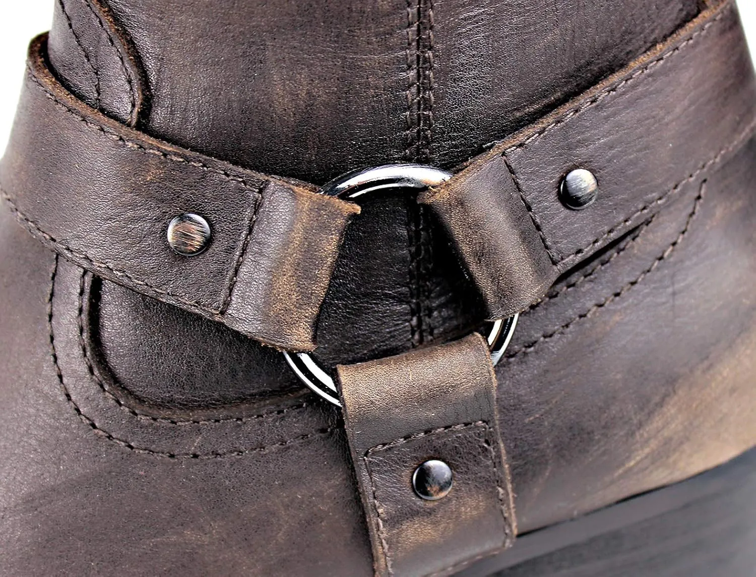 OSSTONE Men Chelsea Ankle Boots Leather Chukka Motorcycle Boots with Side Zipper Heel Retro Dress Boots JY017-R
