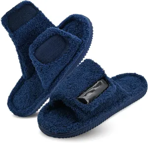 Panda Bros Adjustable House Slippers for Men Soft Open Toe Breathable Indoor Outdoor Slip on Slides Slippers with Memory Foam for Home Bedroom