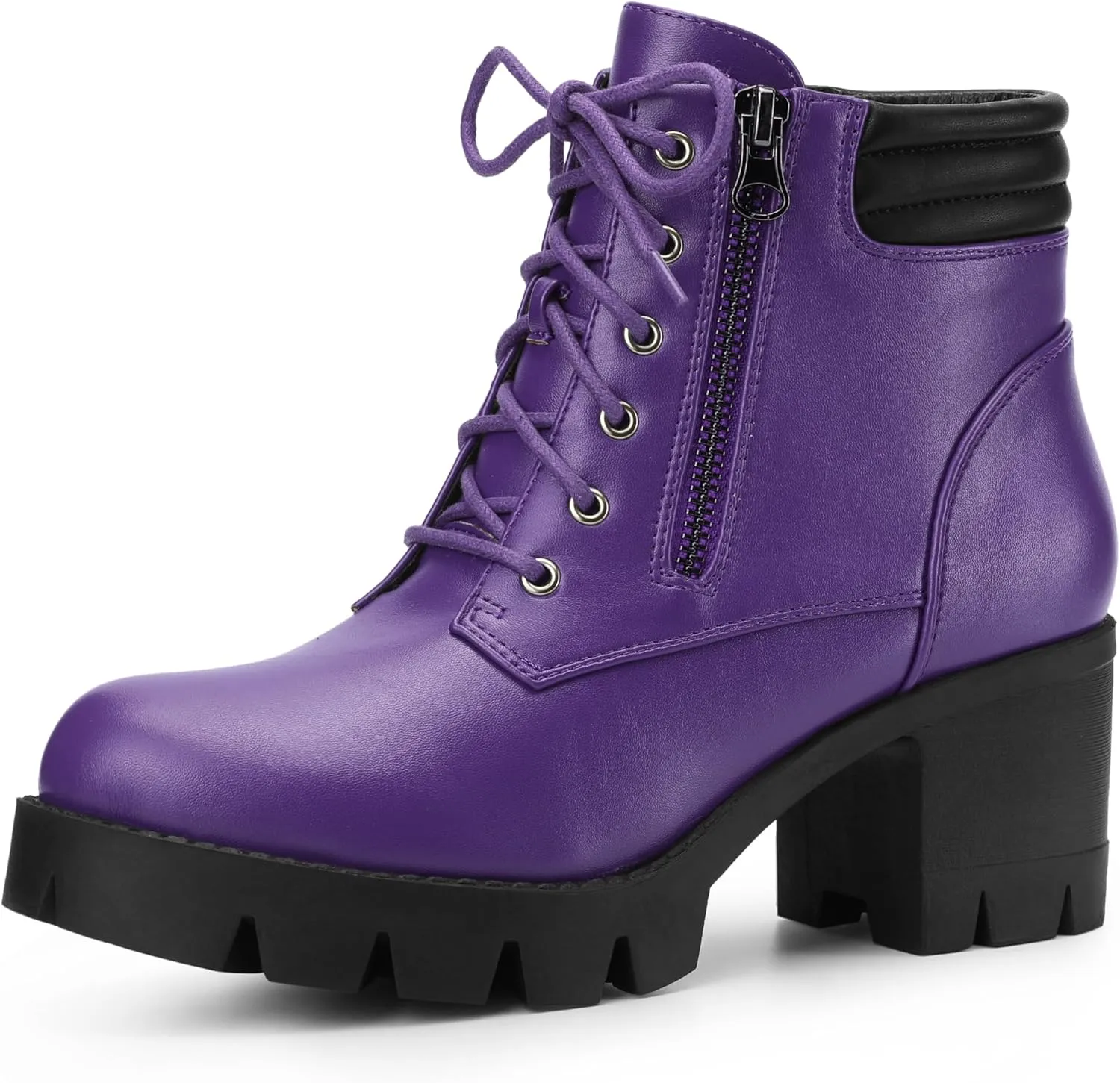 Perphy Platform Ankle Boots Lace Up Chunky Heel Combat Boots for Women